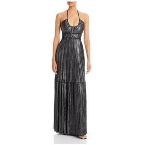 NWT A.L.C. Cecilia Halter Maxi Dress in Black + Metallic, Empire Waist - Size 12
